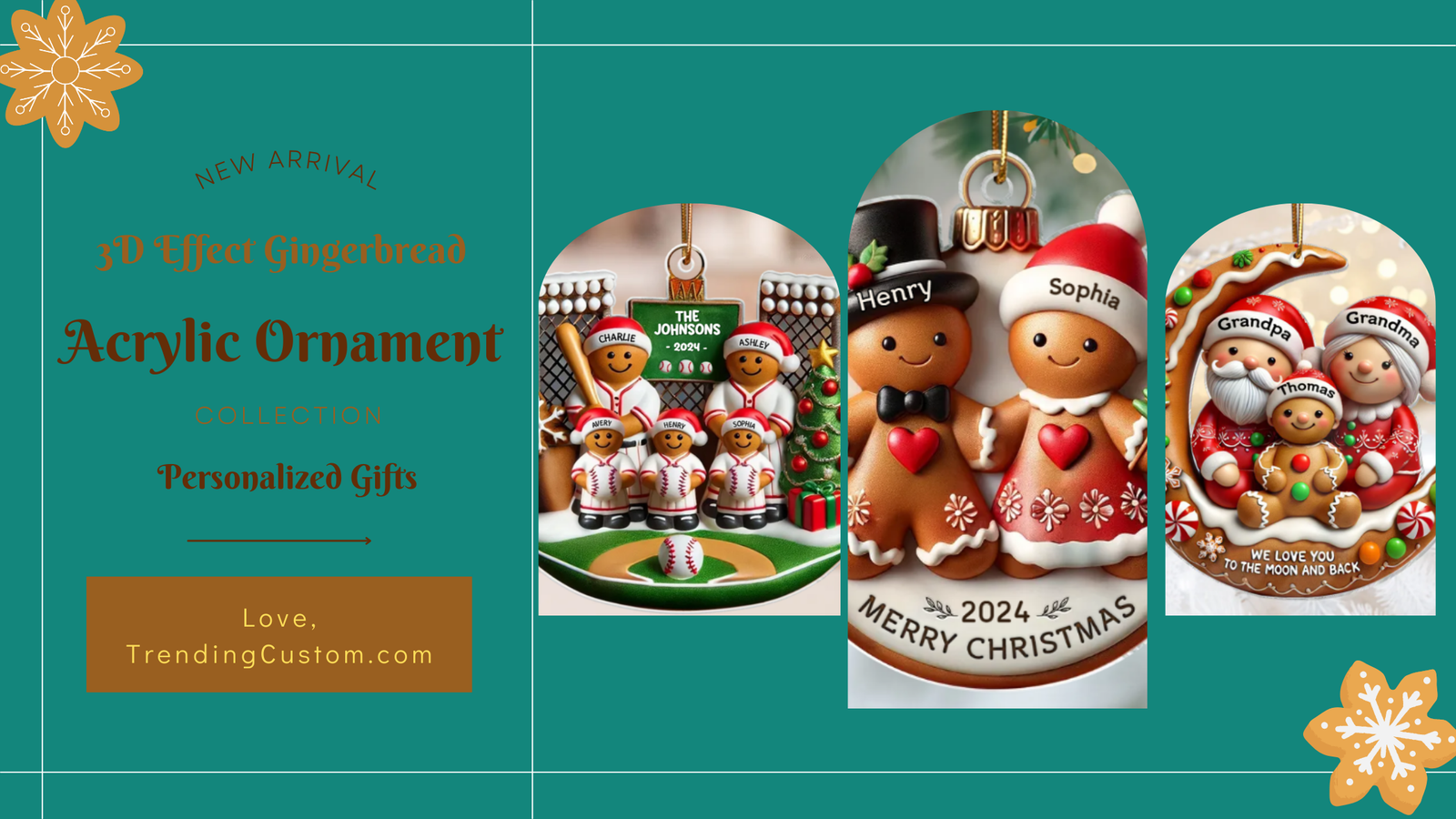 Gingerbread Cheer and Holiday Cheer: Festive Personalized 3D Ornaments for Everyone on Your List!