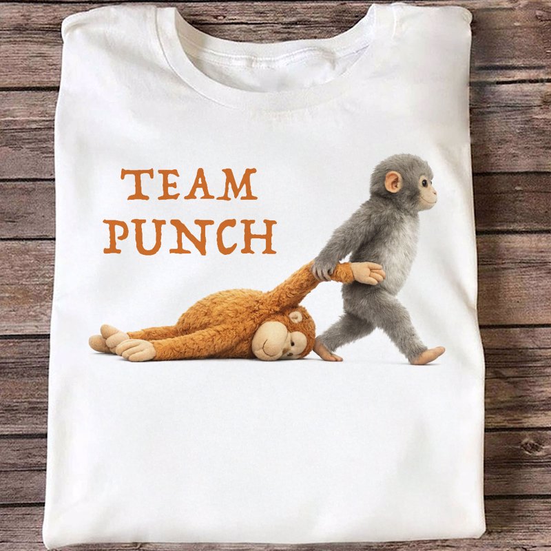 Team Punch Monkey Graphic Shirt, Viral Baby Monkey, Animal Lover Gift