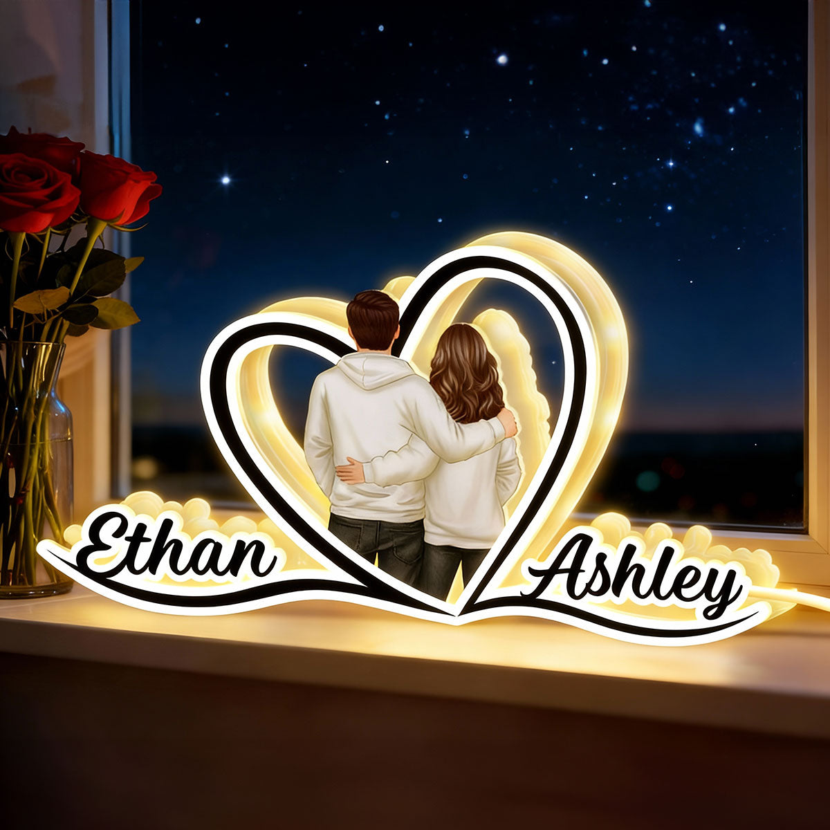 My Favorite Place is Next to You Couple Heart - Personalized Light Box - Gift for Him, Gift for Her