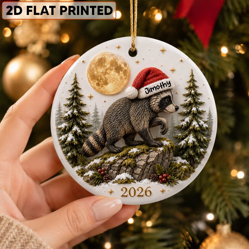Loveable Viral Jimothy Raccoon Ceramic Ornament - Trending 2026 Keep Sake