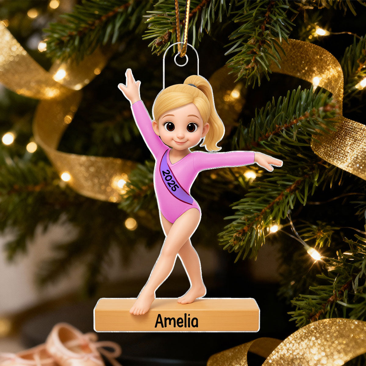 3D Effect Gymnastic Girl - Personalized Acrylic Ornament - Christmas Gift For Daughter Granddaughter