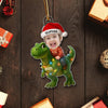 3D Effect Custom Kid Photo Face With Dinosaur Christmas Personalized Acrylic Ornament