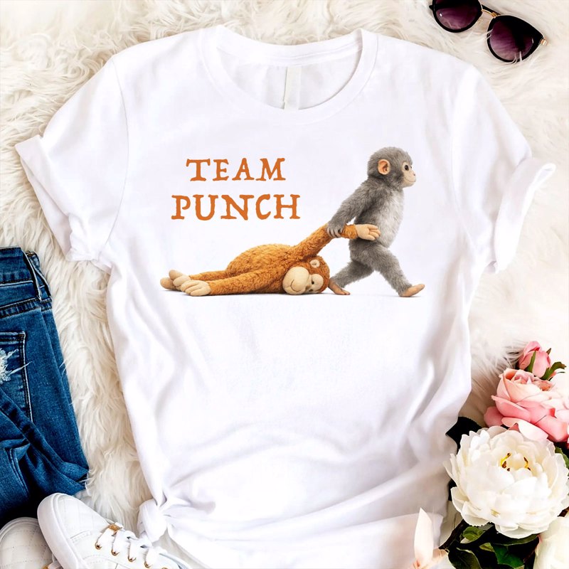 Team Punch Monkey Graphic Shirt, Viral Baby Monkey, Animal Lover Gift