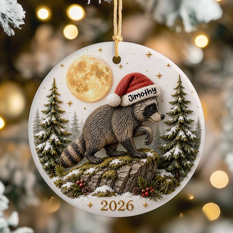Loveable Viral Jimothy Raccoon Ceramic Ornament - Trending 2026 Keep Sake