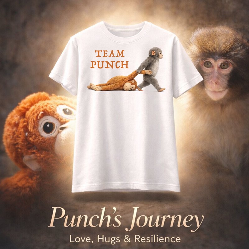 Team Punch Monkey Graphic Shirt, Viral Baby Monkey, Animal Lover Gift