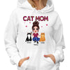 Cat Mom Doll Girl Sitting Leopard Personalized Hoodie Sweatshirt