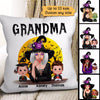 Halloween Moon Grandma Mom Witch With GrandKids Personalized Pillow (Insert Included)