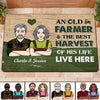 Old Farmer & His Harvest Live Here Personalized Doormat