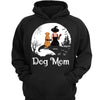 Halloween Moon And Cliff Woman And Dog Back View Crazy Dog Witch Personalized Shirt