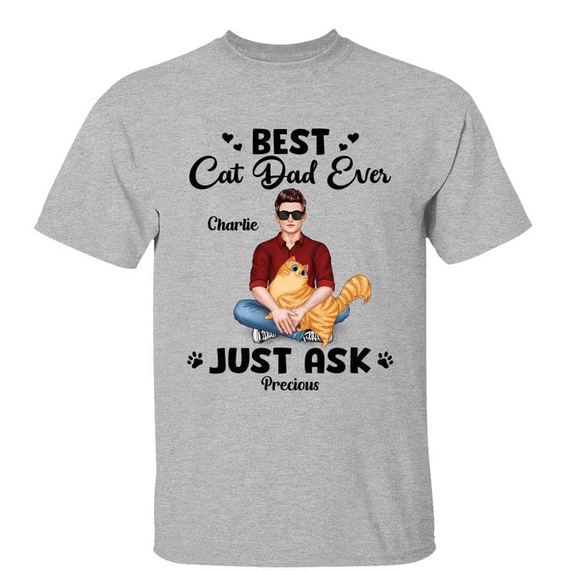 Best Cat Dad Man Sitting With Cat Personalized Shirt