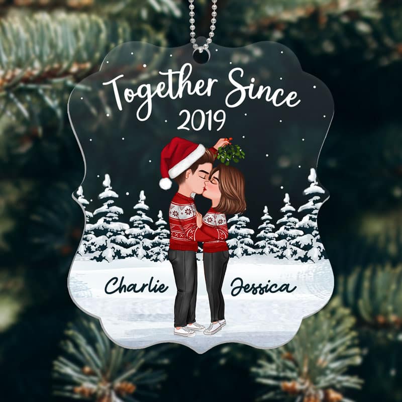 Together Since Couple Under Mistletoe Personalized Acrylic Ornament