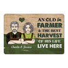 Old Farmer & His Harvest Live Here Personalized Doormat