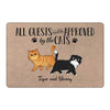 Guests Must Be Approved By Walking Fluffy Cat Personalized Doormat