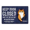 Keep Door Closed Fluffy Cat Tearing - Personalized Doormat