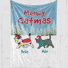 Christmas Cat Walking in The Snow Personalized Fleece Blanket