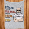 The Legend Grandpa Old Man Personalized Fleece Blanket