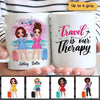 Travel Is Therapy Doll Besties Personalized Mug