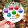 Family Name On Ornaments Personalized Circle Ornament