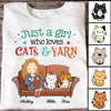 Just A Girl Who Loves Cats And Yarn Personalized Shirt