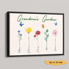 Family Watercolor Flowers Personalized Horizontal Poster (up to 16 Kids)