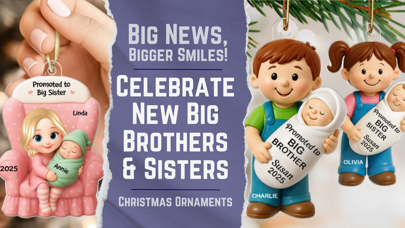 Big News, Bigger Smiles!” – Celebrate New Big Brothers & Sisters with Personalized Christmas Ornaments