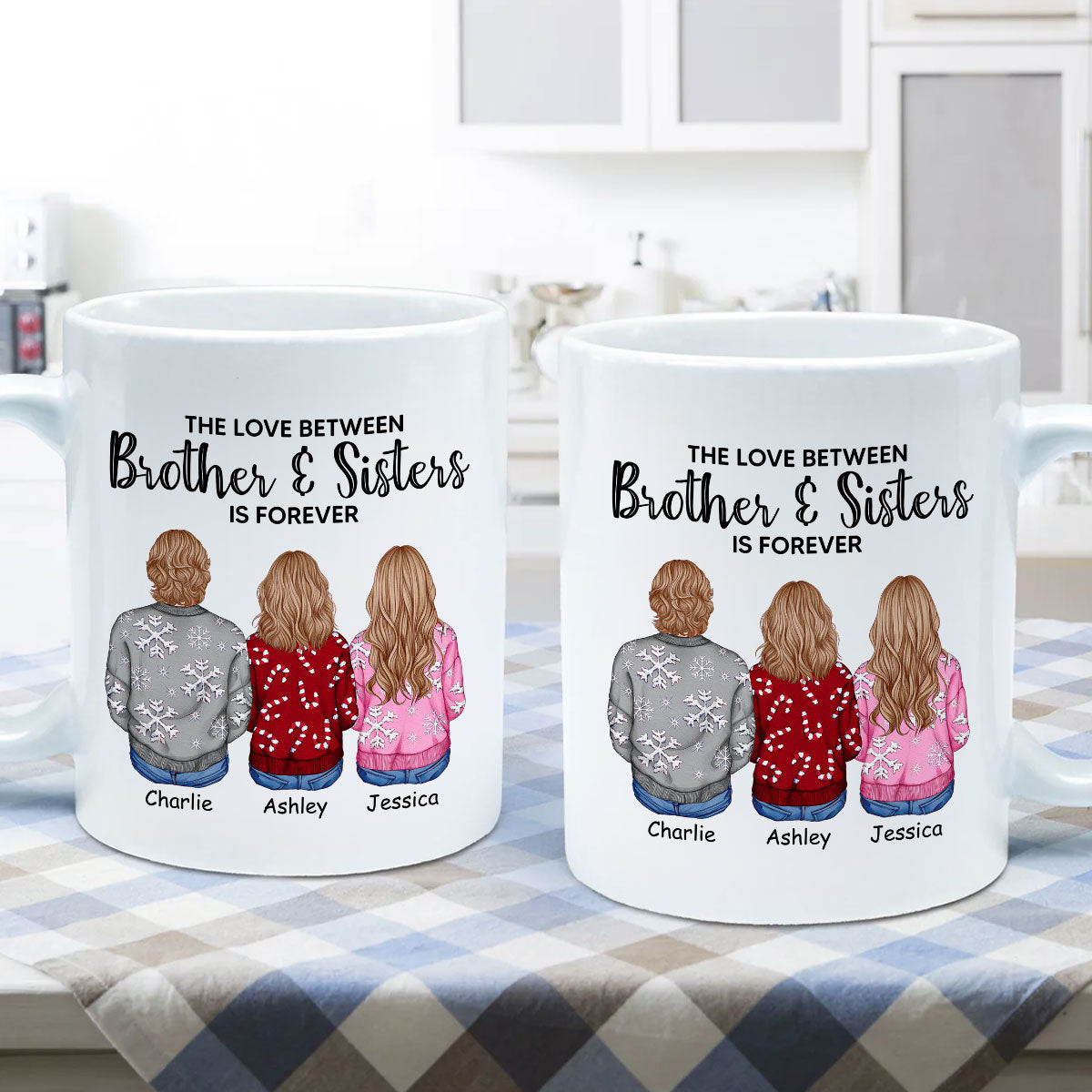 Personalized Siblings Christmas Mug, Personalized Brothers and Sisters Ornament, Siblings Gift