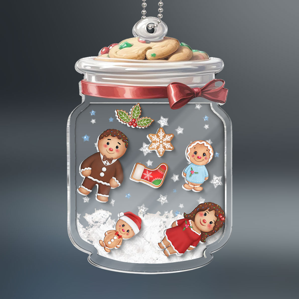Gingerbread Cookies Jar Personalized Shaker Ornament, Family Christmas Gift
