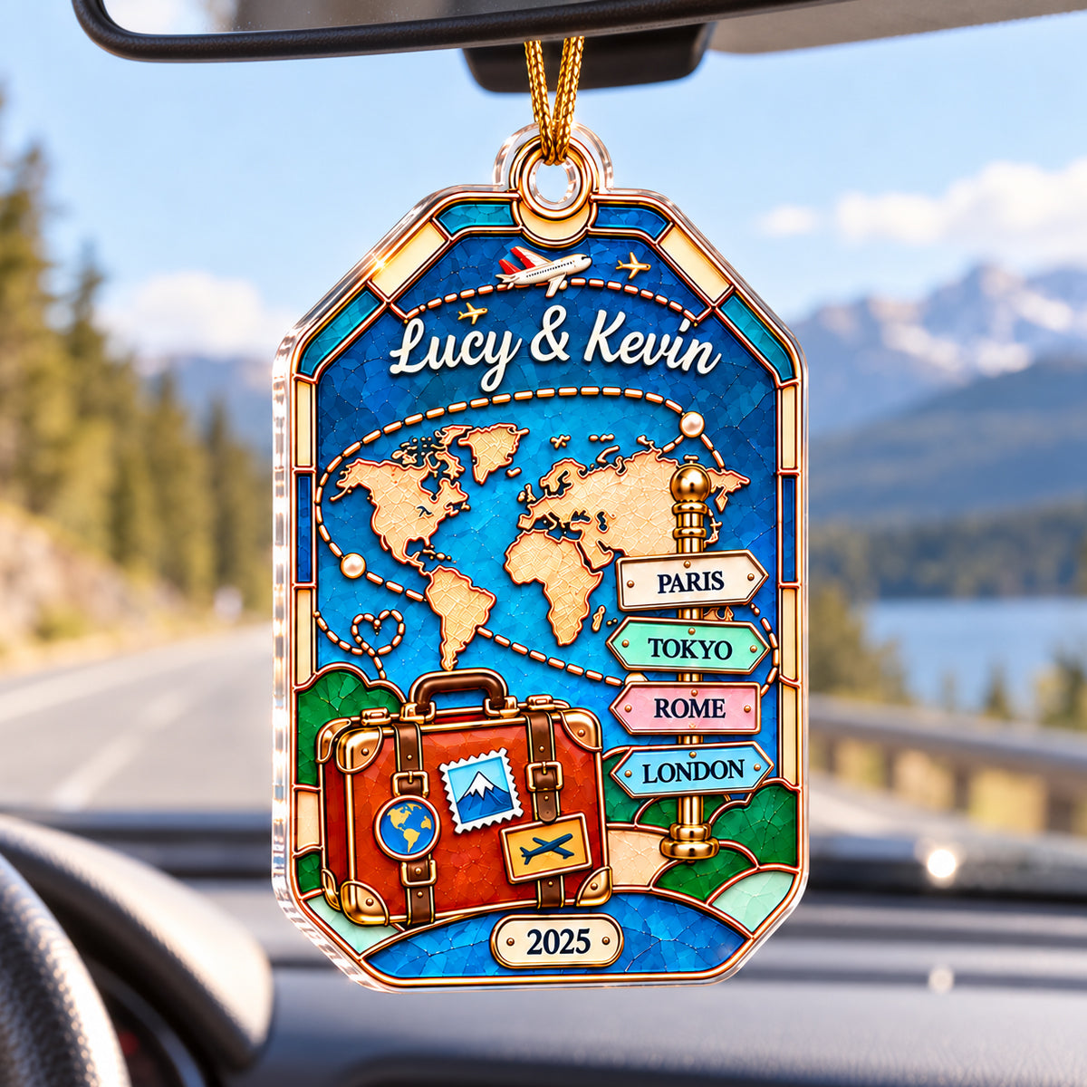 The Places You've Been Sign Post 2D Flat Printed - Personalized Acrylic Ornament - Traveling Destination Keepsake, Christmas Gift For Traveling Lovers