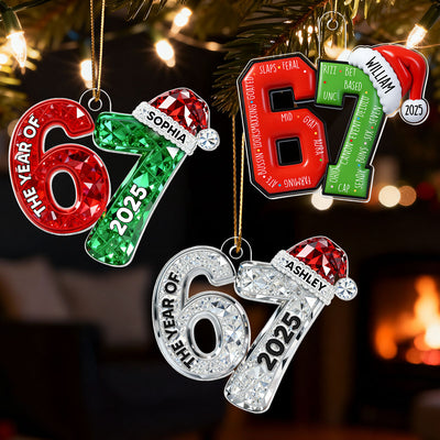 3D Effect 67 Six Seven 2025 Slang Christmas Various Designs - Personalized Acrylic Ornament - Funny Christmas Gift For Teen, Grandkid, Gen Alpha