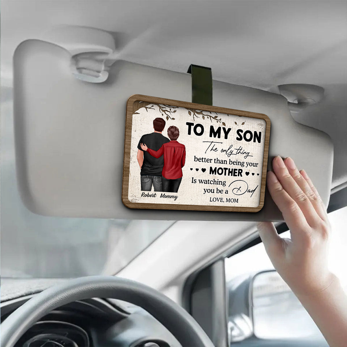 To My Son From Mom Watching You Be A Dad Personalized Car Visor, Father's Day Gift For Son