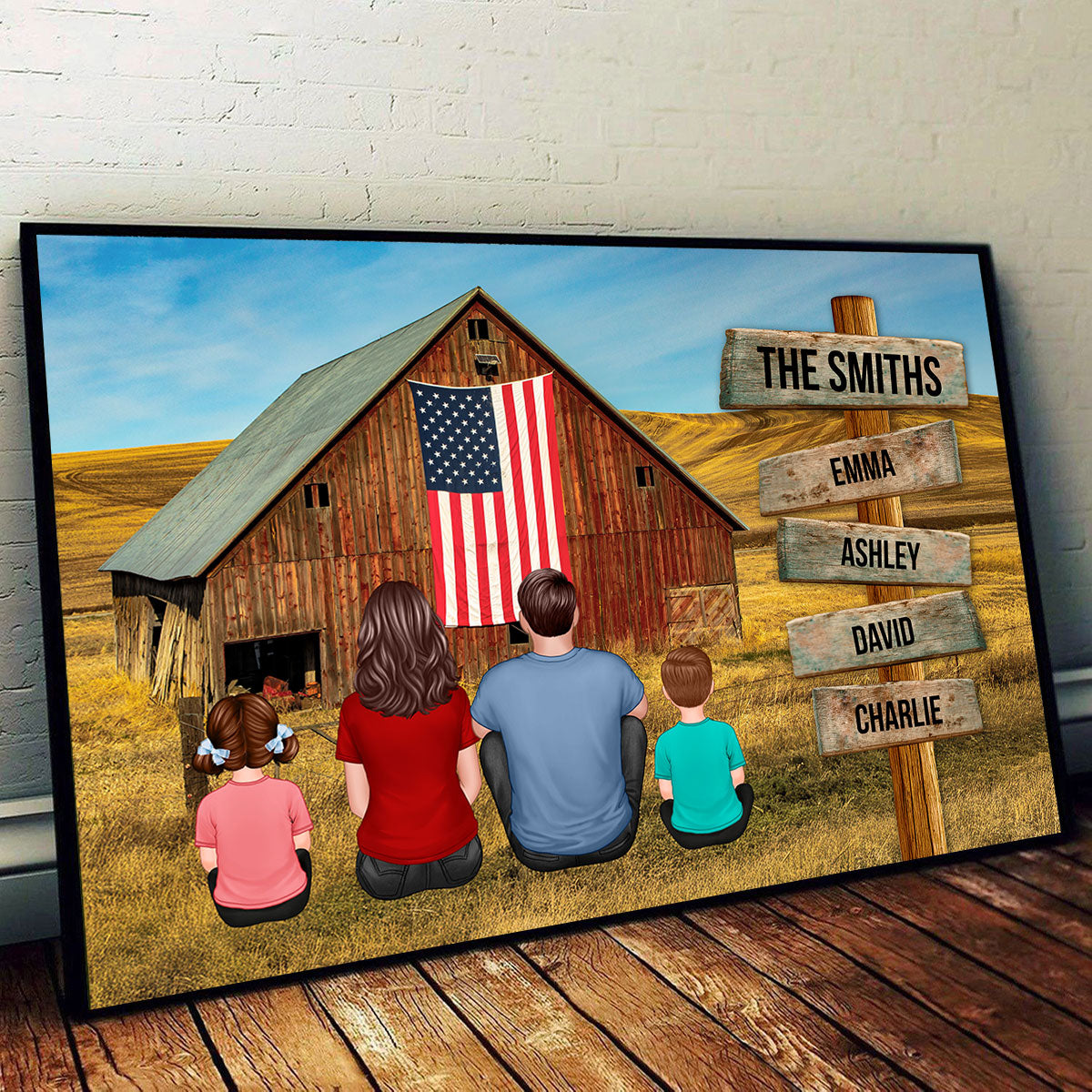 American Barn Family Personalized Poster, 4th Of July Gift