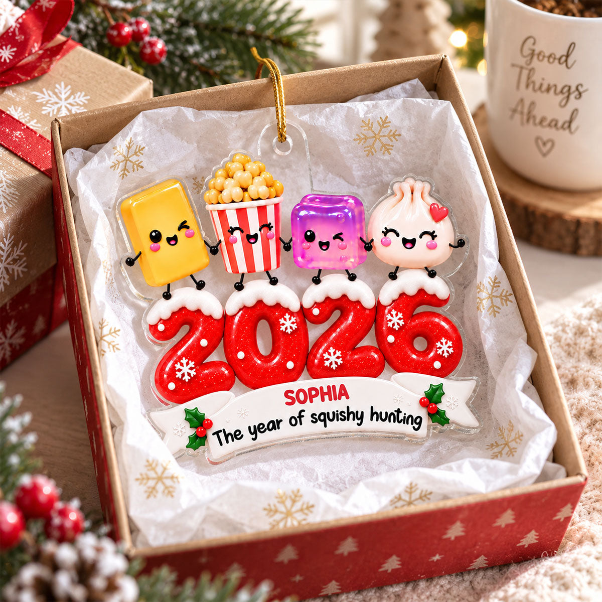 The Year I Did A Lot Of Squishy Hunting 2D Flat - Personalized Acrylic Ornament - Squishy Lover Christmas Keepsake 2026