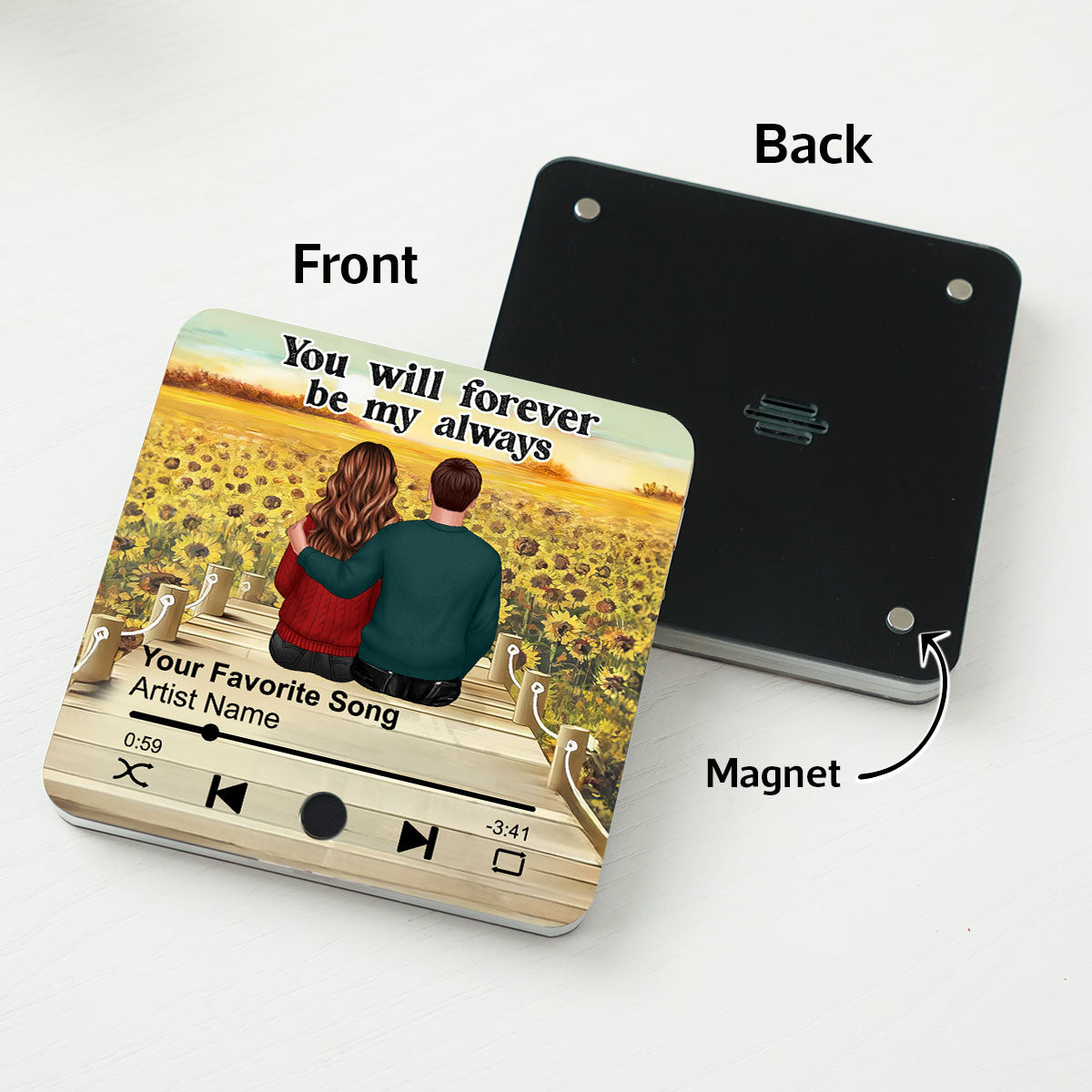 Couple Sitting Together Personalized Music Fridge Magnet, Heartfelt 2025  Gift For Couple, For Him, For Her, Boyfriend, Girlfriend, Husband, Wife