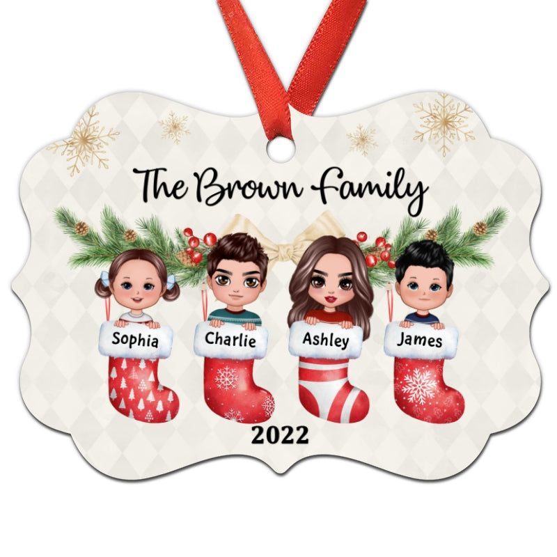 Family Dogs Cats Inside Stocking Personalized Christmas Ornament