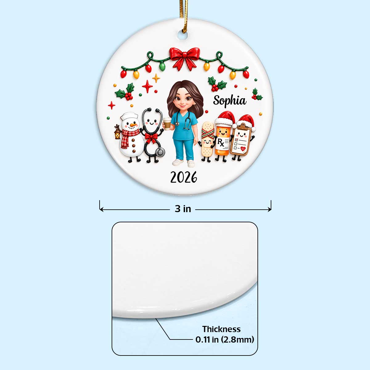 Cute Nurse Things 2D Flat Printed - Personalized Ceramic Ornament - Christmas Gift, Graduation Gift For Nurse, Healthcare Workers, Gift For Colleagues, Coworkers