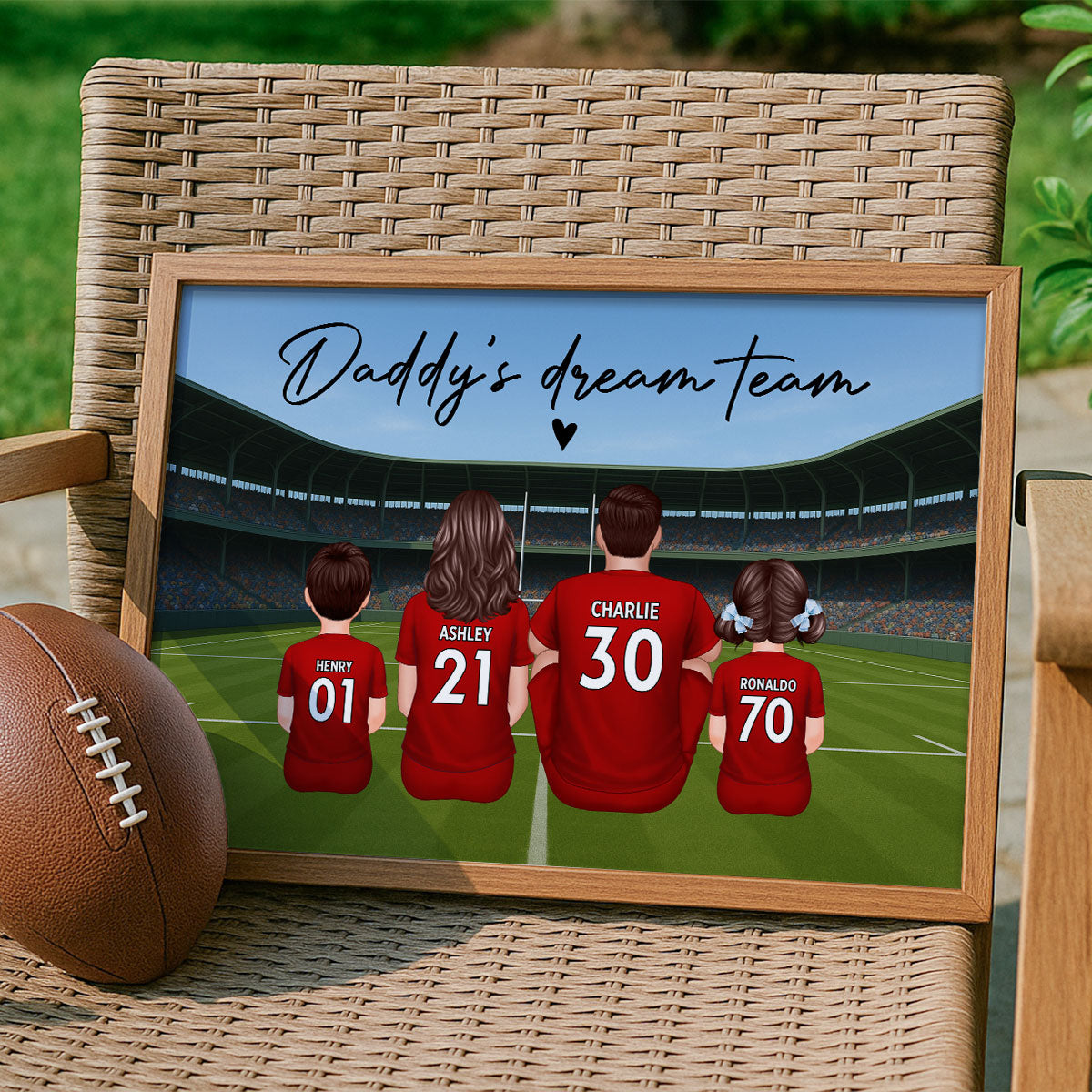 Rugby Family Daddy's Dream Team Personalised Poster| Heartfelt Father's Day Gift For Dad, Husband