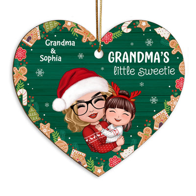 Grandma‘s Little Cookie Sweetie Gingerbread Doll Grandma Hugging Granddaughter Grandson Personalized Wooden Ornament