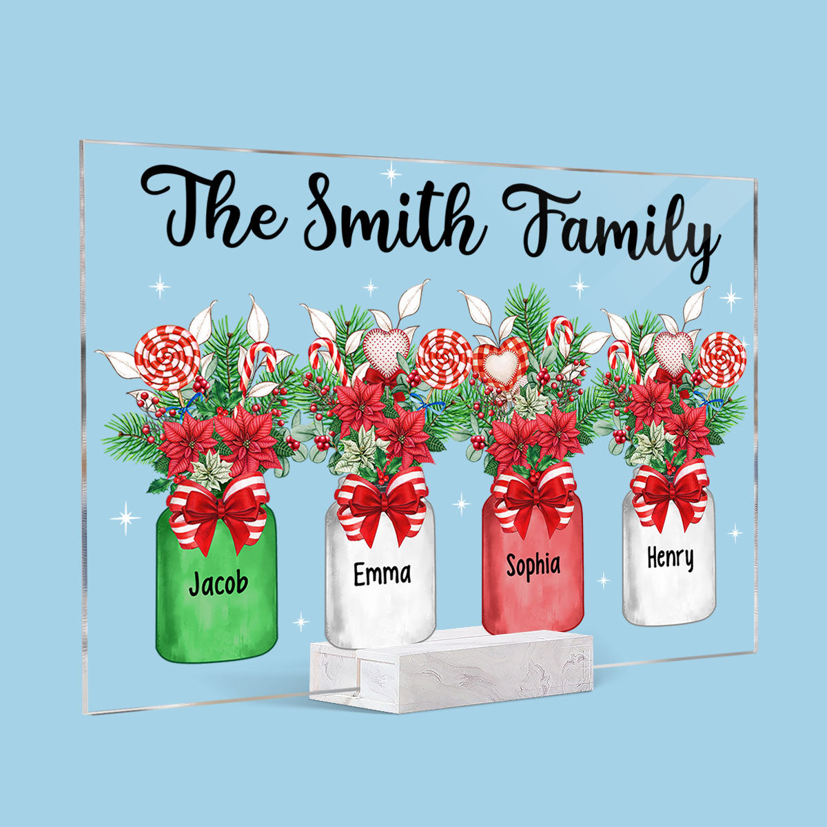 Family Christmas Mason Jar Personalized Acrylic Plaque