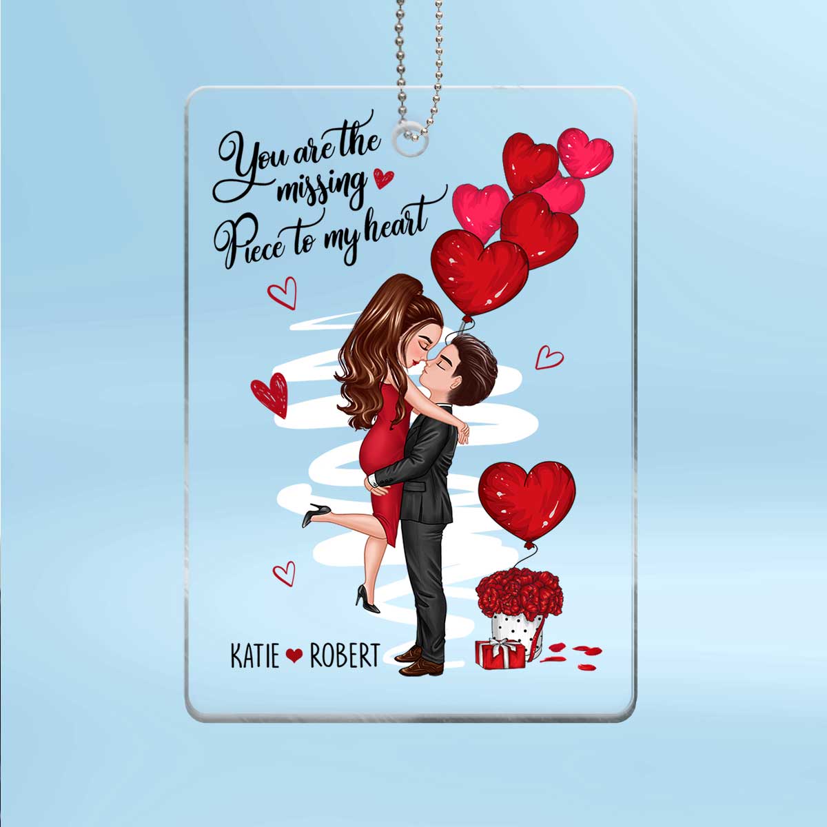 Couple Hugging Kissing Balloon Together Since Personalized Acrylic Ornament - Anniversary Gift For Couple - Gift For Him, Gift For Her
