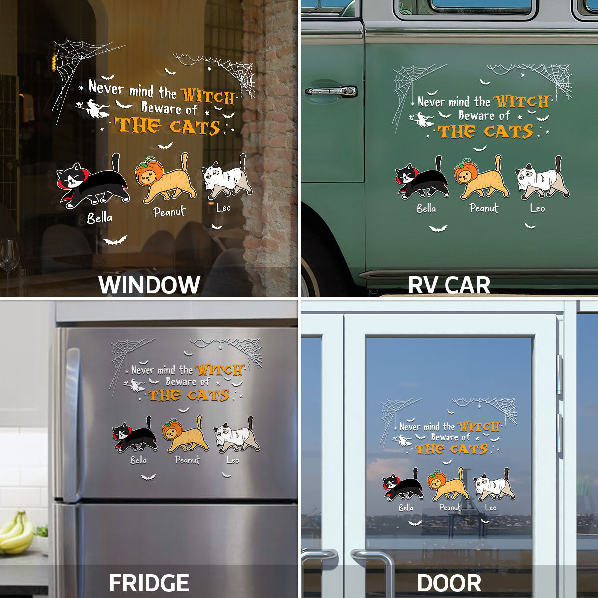 Never Mind The Witch Beware Of The Cats Halloween Decor Personalized Decal