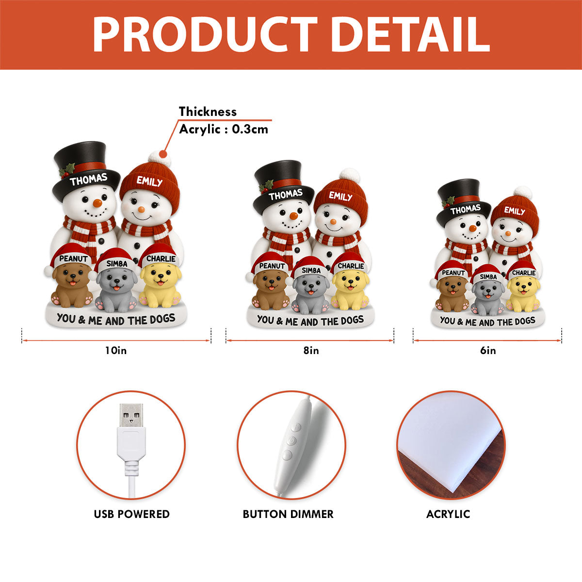 Christmas Snowman Couple You Me And The Dogs Cats- Personalized Light Box - Gift For Dog Cat Lovers