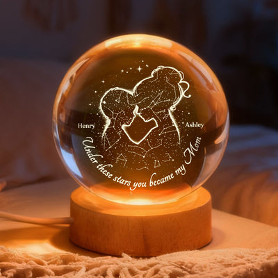 The Night You Became My Mom - Personalized Crystal Ball - Heartfelt Gift For Mom, Grandma