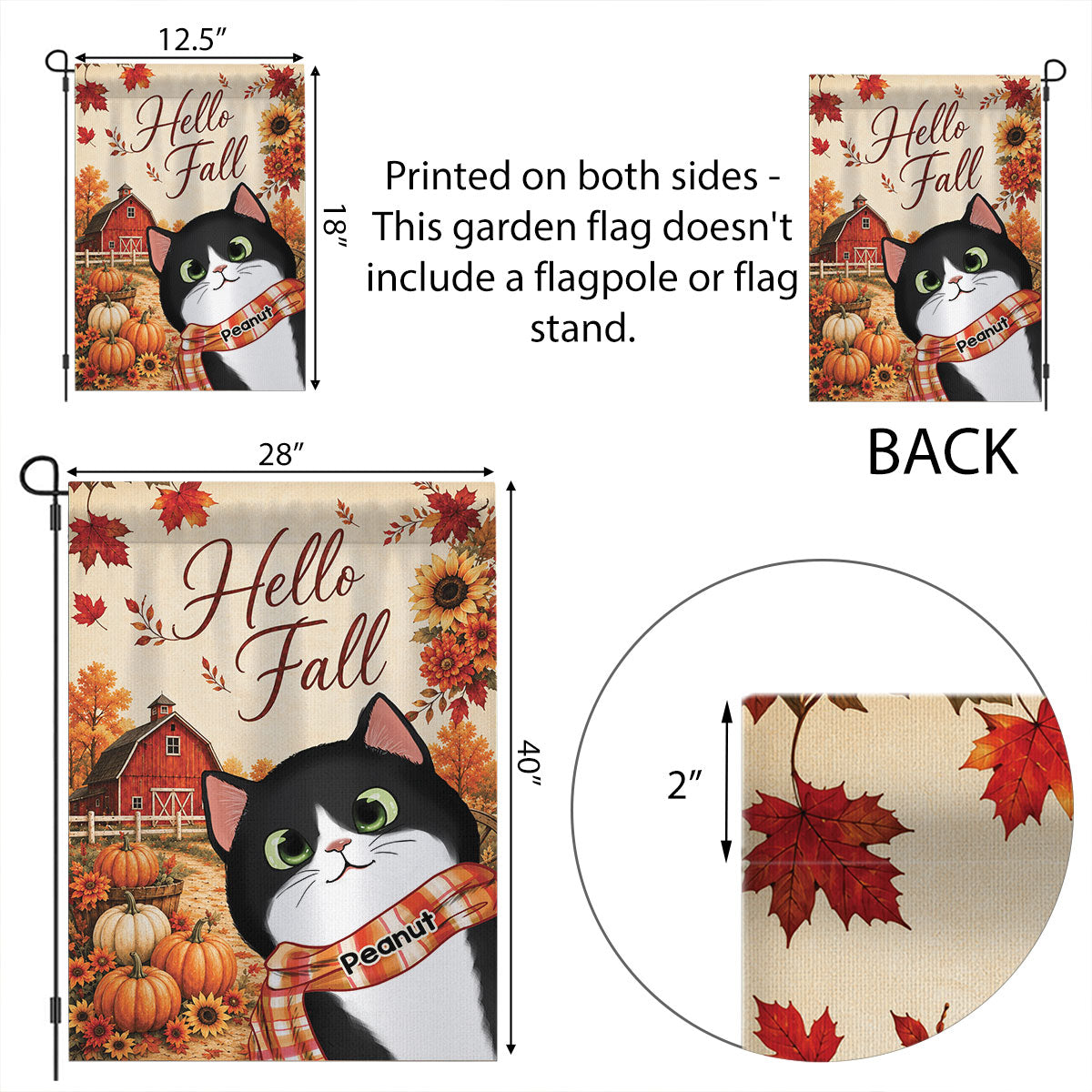 Trending Hello Fall Cute Cat - Personalized Garden Flag - Fall Season Gift For Cat Lovers