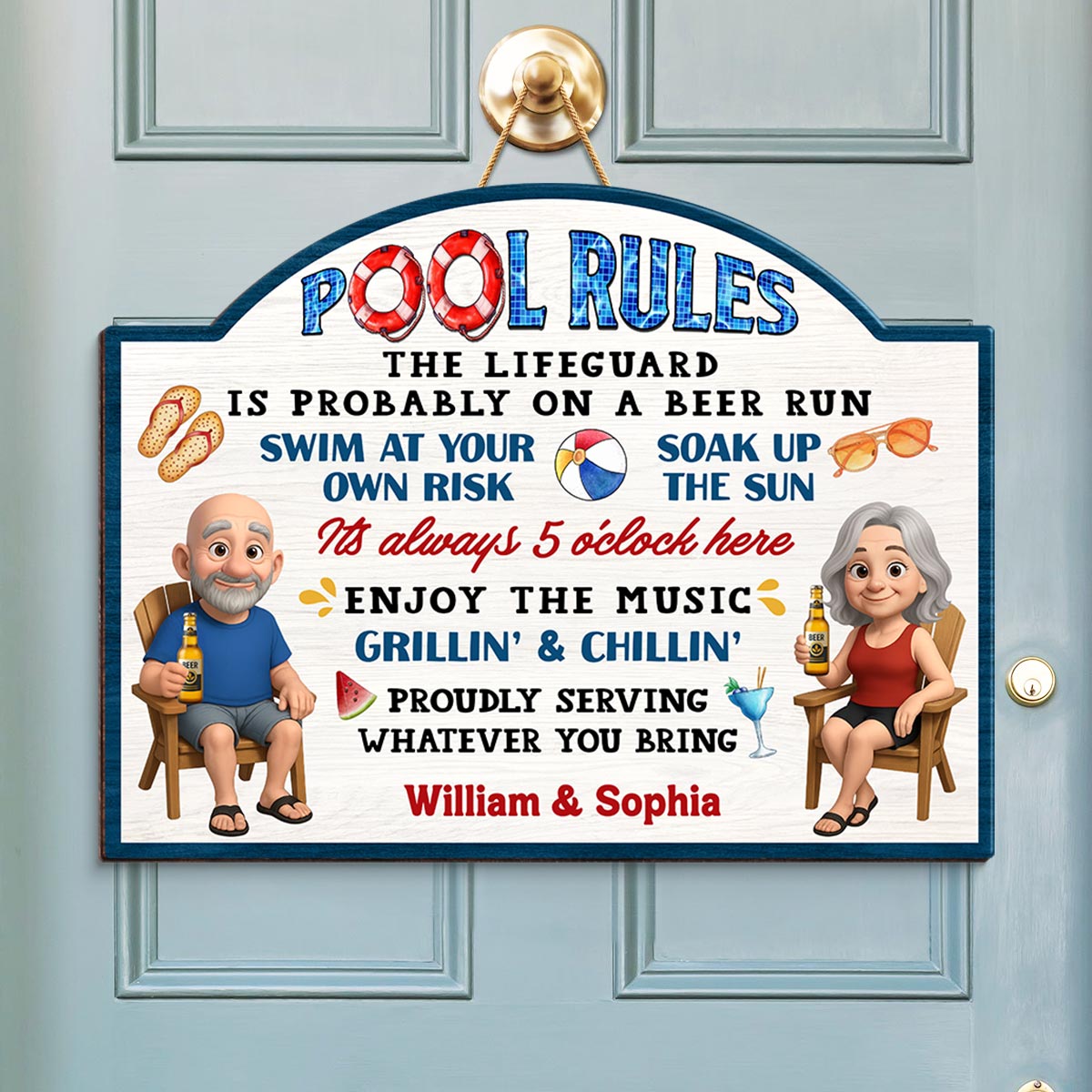 Pool Rules Swim At Your Own Risk Grilling Personalized Wood Sign, Home Decor, Backyard Decor, Gift For Her, Gift for Him