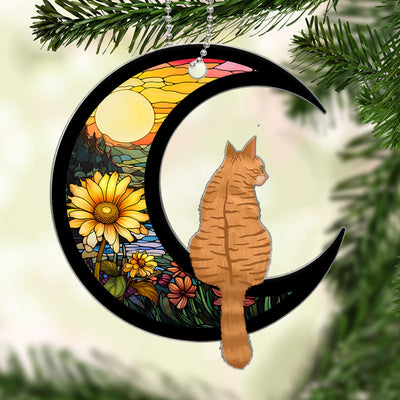 Cats Sitting On Moon Personalized Acrylic Ornament