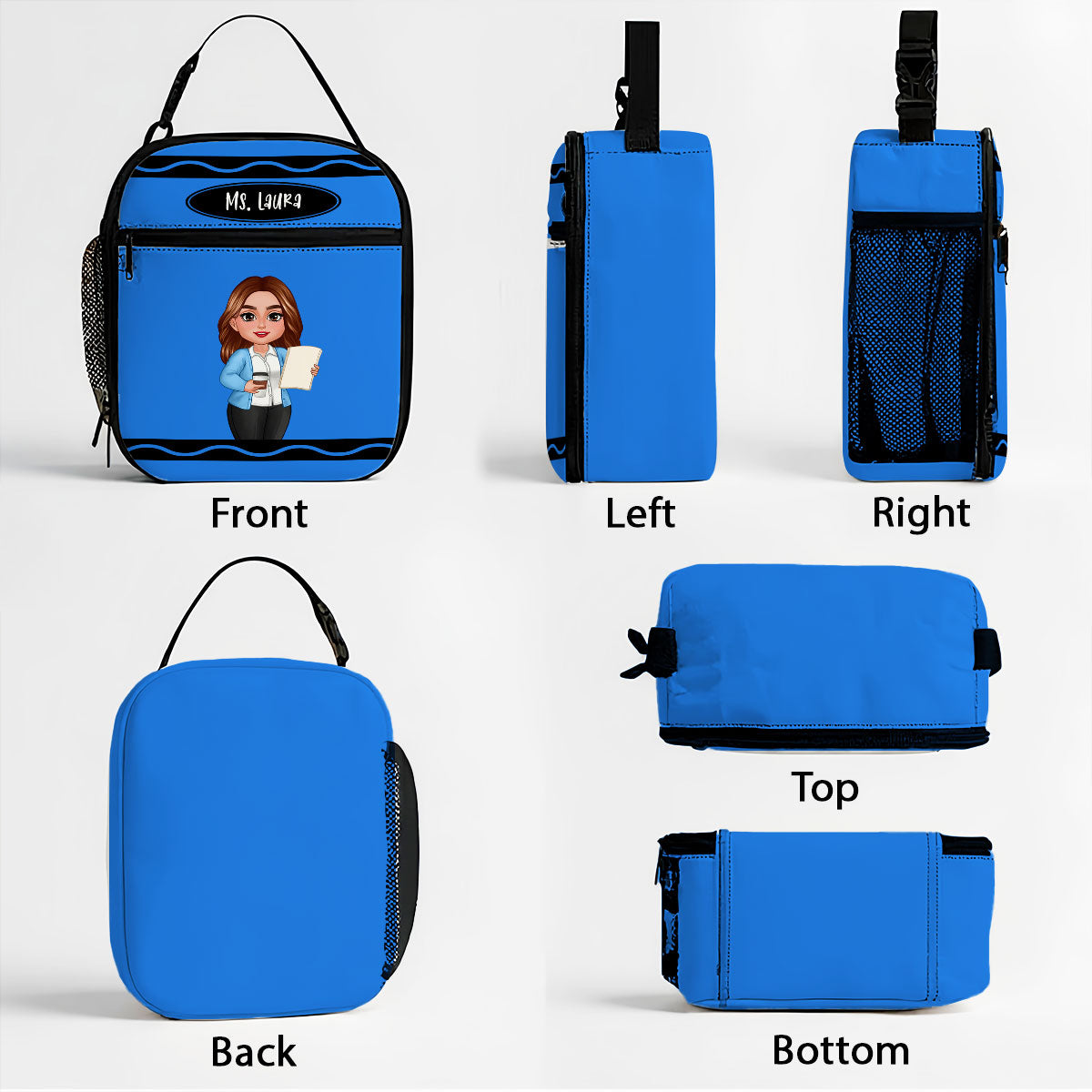 Teacher Crayon Personalized Insulated Lunch Bag, Back To School Gift For Teacher