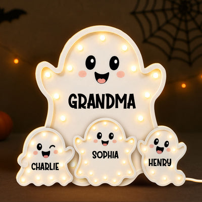 Funny Cute Halloween Grandma's Boo Crew - Personalized Light Box - Halloween Decor For Grandma