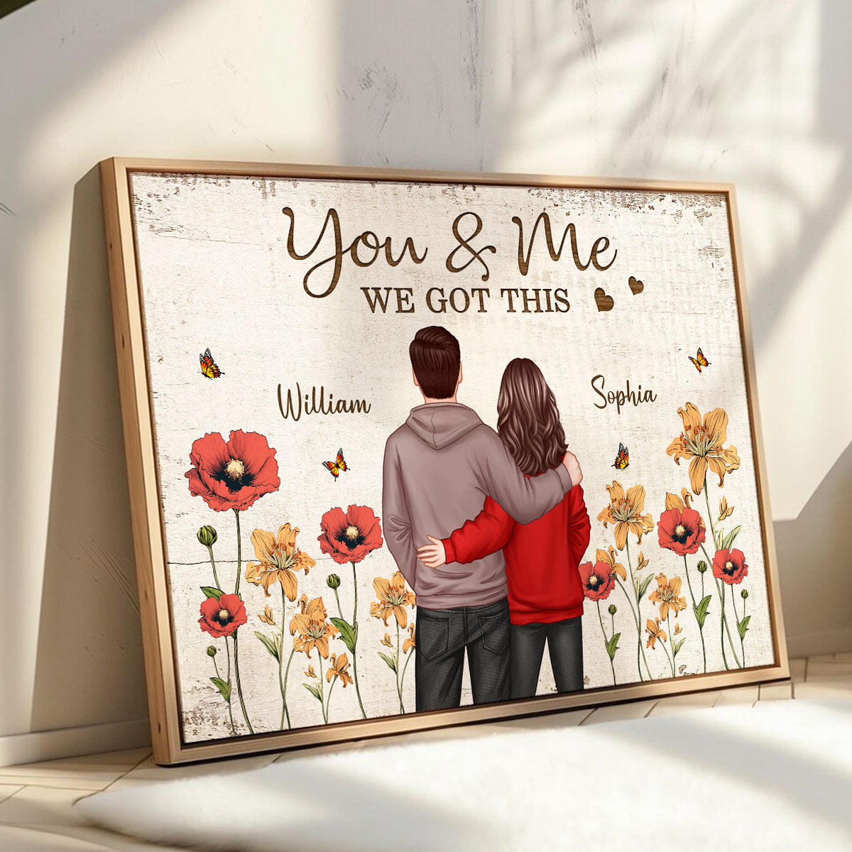 Couple Birth Month Flower Personalized Poster, Heartfelt Gift For Couple, For Him, For Her, Boyfriend, Girlfriend, Husband, Wife