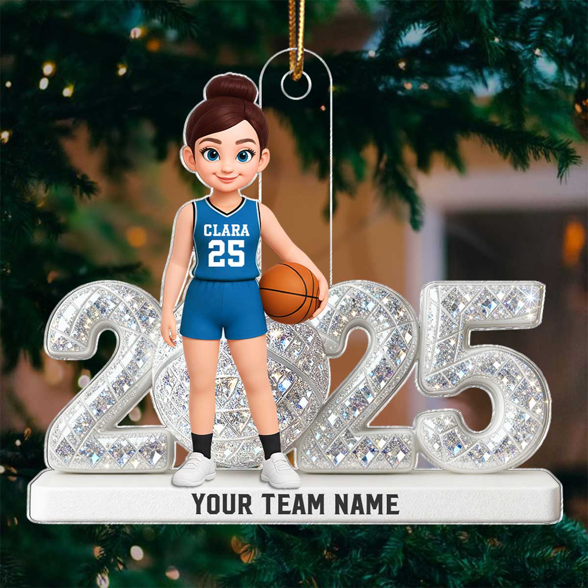 3D Shining Effect Christmas Basketball Player - Personalized Acrylic Ornament - Christmas Gift For Basketball Players