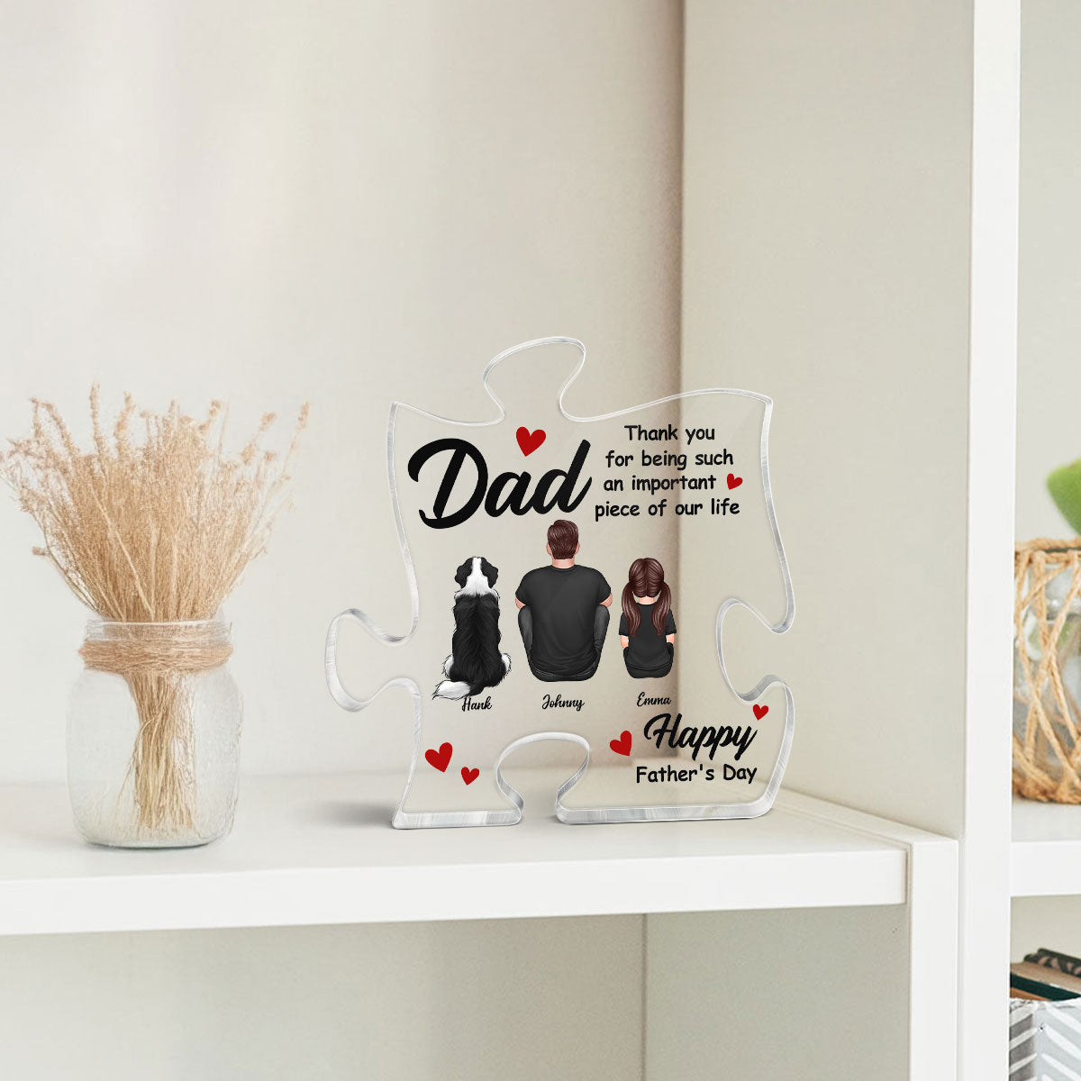 DAD Thank You For Being Important Piece Of Our Life Personalized Puzzle Acrylic Block Plaque| Heartfelt Father's Day Gift For Dad, Husband
